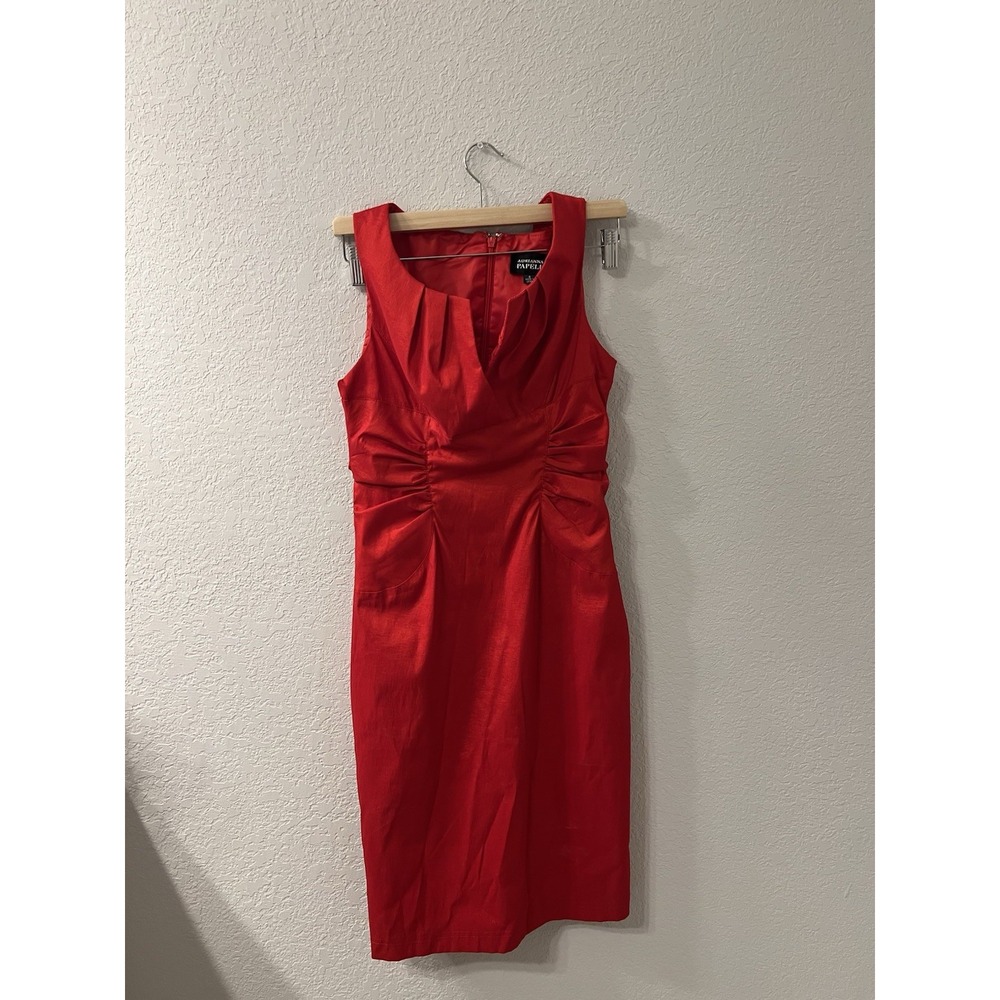 Adrianna Papell Sleeveless Midi Cocktail Dress‎ Stretch Red Sz 8